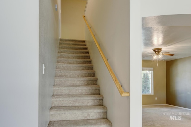4935 N Rathbone Ave, Meridian, ID 83646 - stairway with ceiling fan and carpet