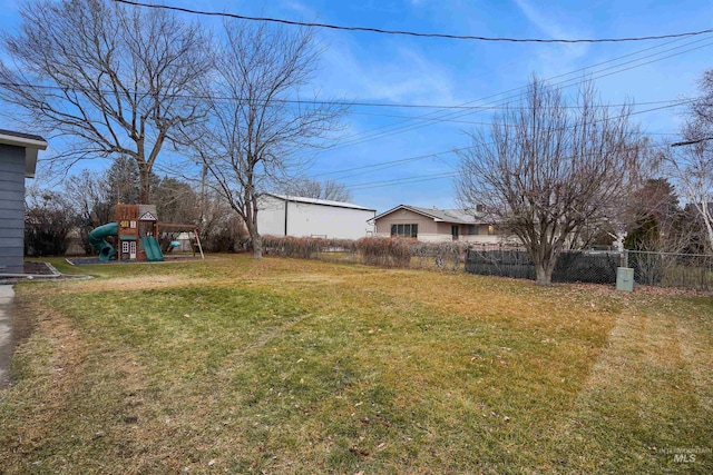 view of yard featuring a playground