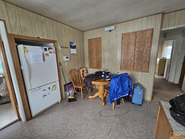 interior space featuring freestanding refrigerator