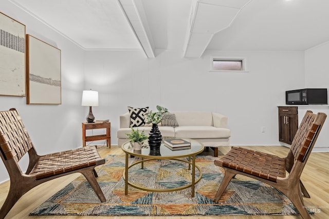 living area with light wood finished floors