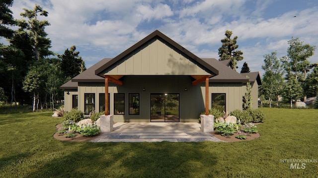 13897 Sky View Ct, Mccall, ID 83638 - back of property featuring a lawn and a patio area