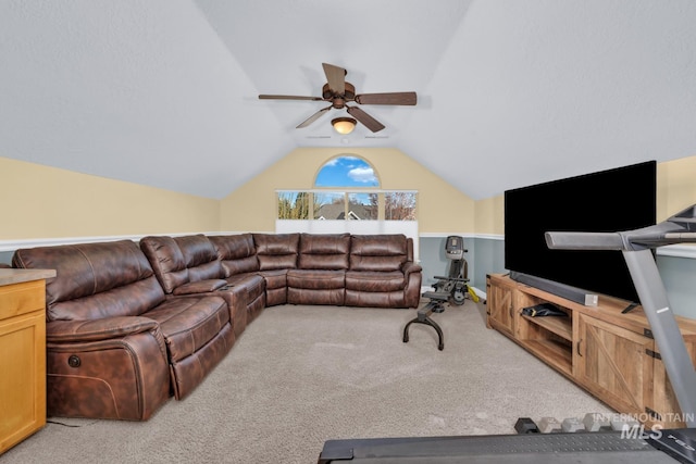 1645 S River Grove Way, Eagle, ID 83616 - living area featuring ceiling fan, vaulted ceiling, and carpet flooring