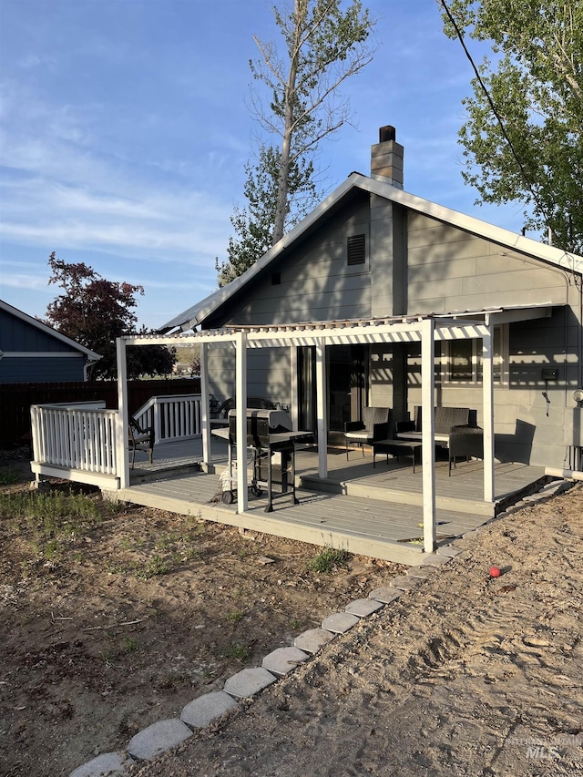 640 Roosevelt Ave, Grand View, ID 83624 - exterior space featuring a wooden deck and a pergola