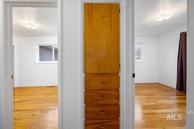 hallway with light wood finished floors