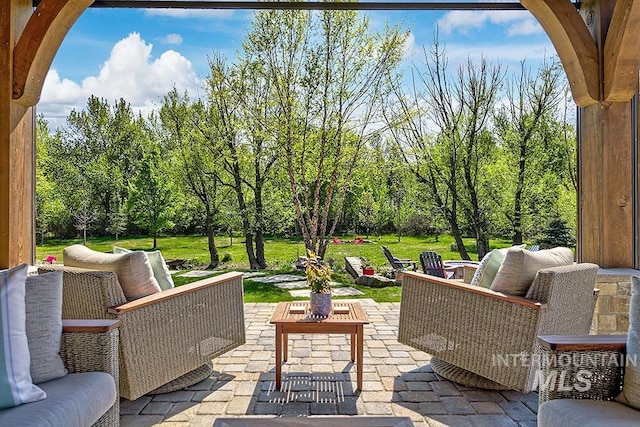 view of patio with an outdoor living space