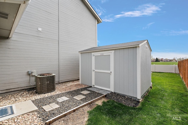 2801 W Lost Rpds, Meridian, ID 83646 - view of shed featuring a fenced backyard and cooling unit