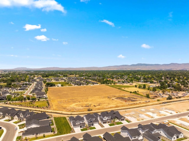 bird's eye view featuring a mountain view and a residential view