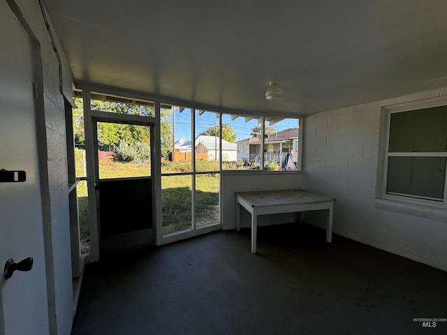 view of unfurnished sunroom