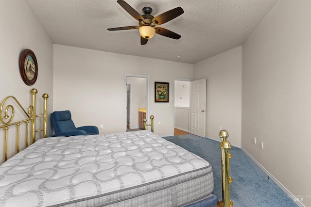 2313 River Oaks Ct, Nampa, ID 83686 - carpeted bedroom featuring a textured ceiling, baseboards, and a ceiling fan