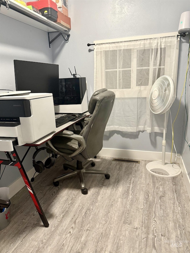 office area featuring hardwood / wood-style flooring