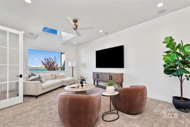 938 S Waning Ln, Eagle, ID 83616 - carpeted living area featuring ceiling fan, recessed lighting, baseboards, and french doors