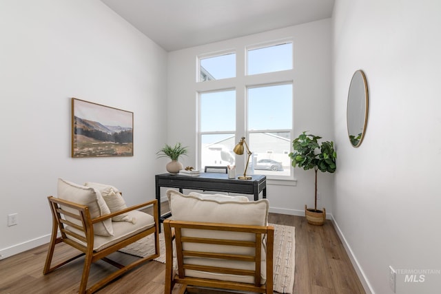 sitting room featuring hardwood / wood-style flooring