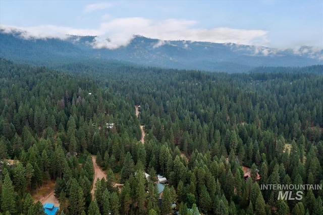 birds eye view of property with a mountain view