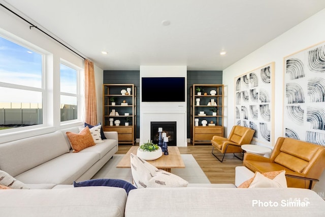 living room featuring light hardwood / wood-style flooring