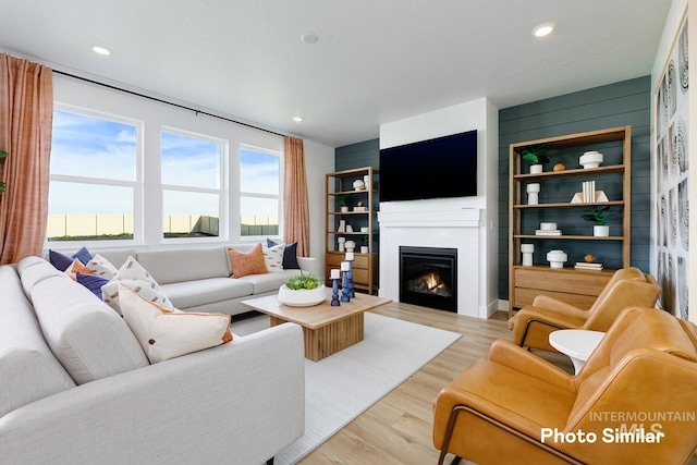 living room featuring light hardwood / wood-style flooring