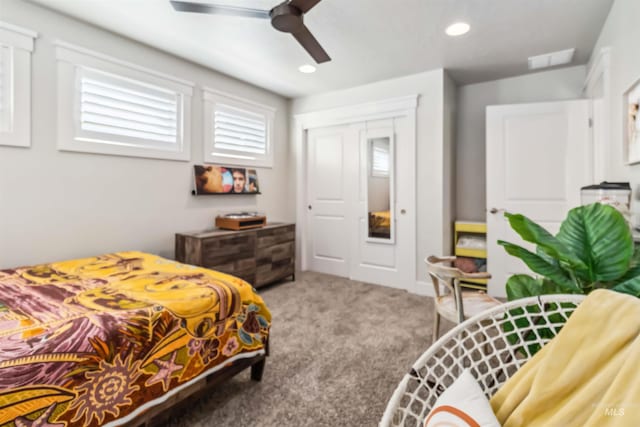 9115 S Palena Ave, Kuna, ID 83634 - bedroom featuring carpet, recessed lighting, and a ceiling fan