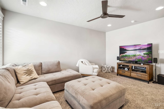 9115 S Palena Ave, Kuna, ID 83634 - living area with carpet, recessed lighting, and a ceiling fan