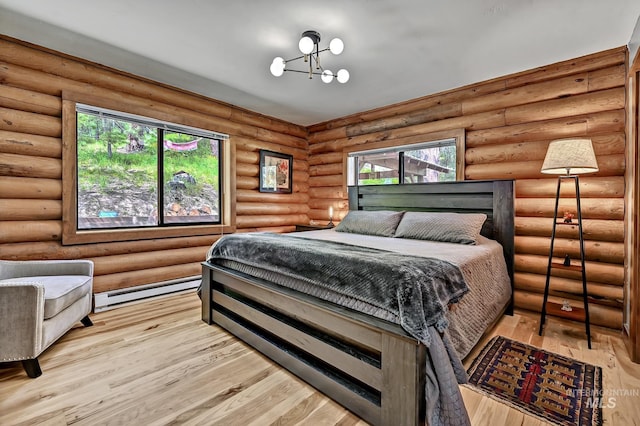 10 Daggett Rim, Boise, ID 83716 - bedroom featuring a baseboard heating unit, wood finished floors, and a chandelier