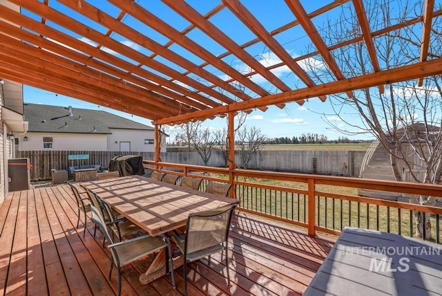 1003 Lauren Ln, Filer, ID 83328 - wooden terrace featuring outdoor dining space, fence, and a pergola