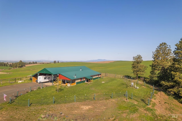aerial view with a rural view