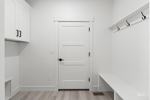 mudroom featuring light hardwood / wood-style flooring