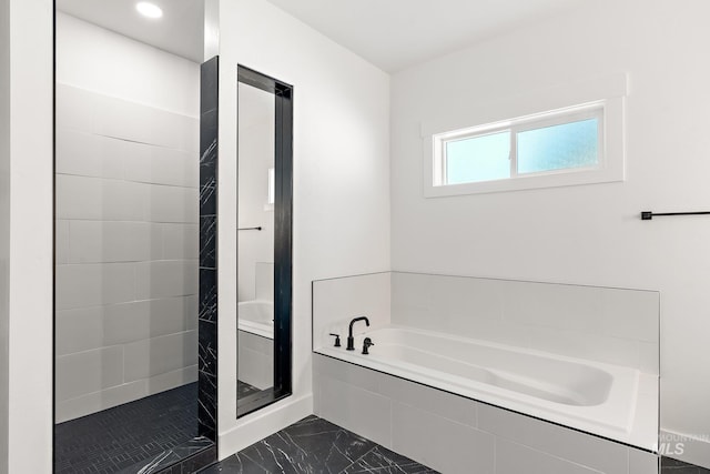 bathroom with plus walk in shower