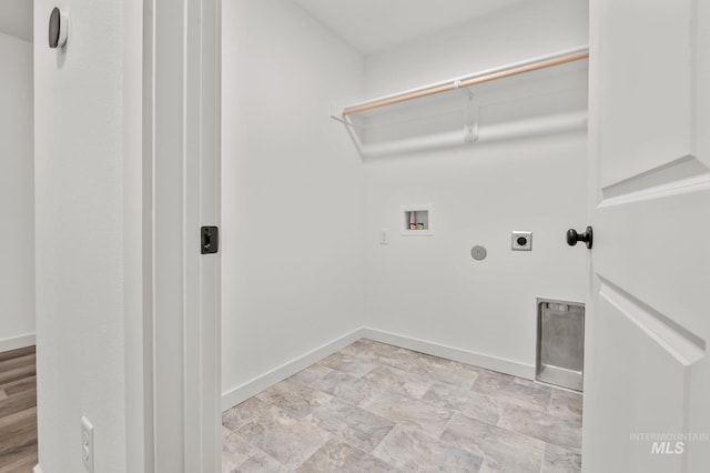 laundry room featuring electric dryer hookup and washer hookup