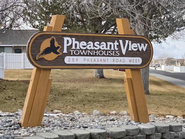 view of community sign