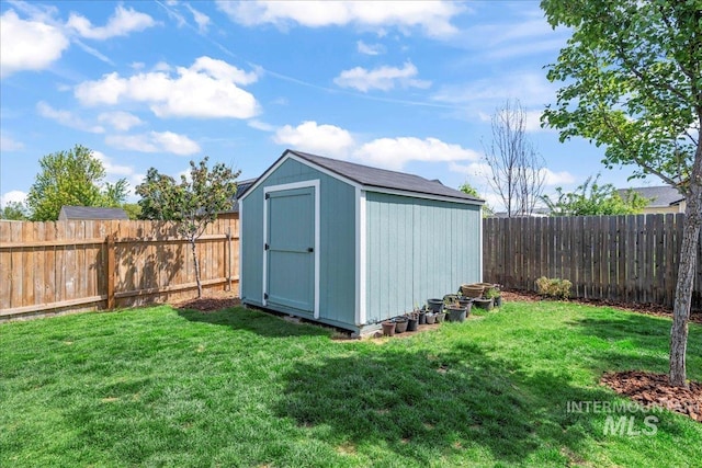 view of shed
