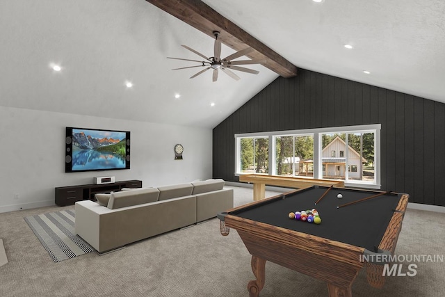 12975 Sandy Dr, Donnelly, ID 83615 - game room featuring carpet floors, a ceiling fan, recessed lighting, and billiards