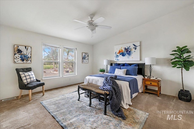 4240 N 1400 E, Buhl, ID 83316 - bedroom with carpet floors, lofted ceiling, and a ceiling fan