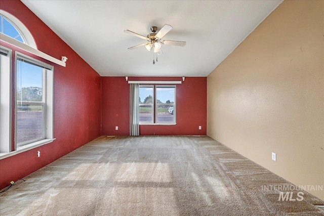 4240 N 1400 E, Buhl, ID 83316 - spare room featuring carpet flooring, ceiling fan, and lofted ceiling