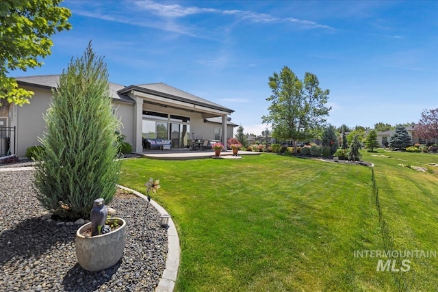 547 S Rivermist Ave, Star, ID 83669 - view of grassy yard with a patio area and ceiling fan