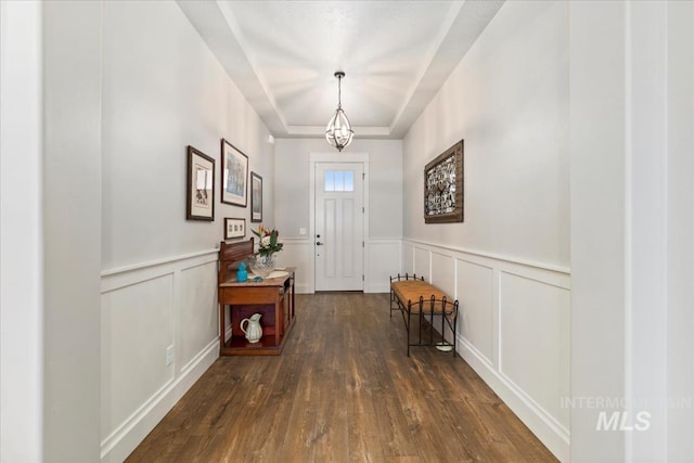 547 S Rivermist Ave, Star, ID 83669 - foyer featuring a decorative wall, hardwood / wood-style floors, wainscoting, and a raised ceiling