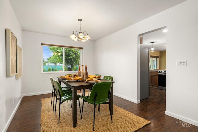 222 Dawn St, Eagle, ID 83616 - dining space featuring dark wood-style floors and a chandelier