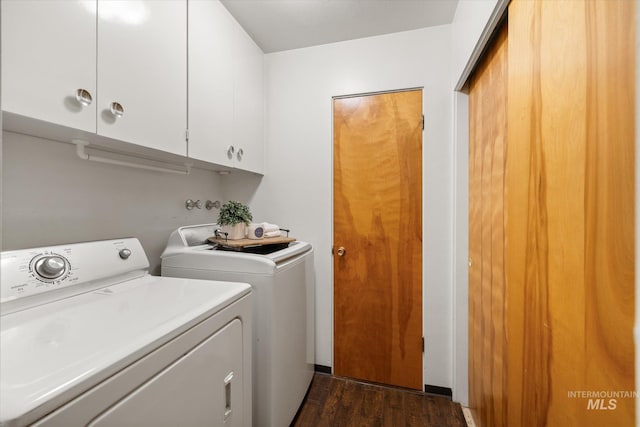 222 Dawn St, Eagle, ID 83616 - laundry area with washer and clothes dryer, cabinet space, and dark wood-style floors