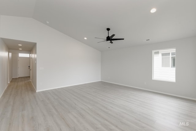 3937 W Tribute St, Meridian, ID 83642 - unfurnished room featuring lofted ceiling, recessed lighting, light wood finished floors, and ceiling fan