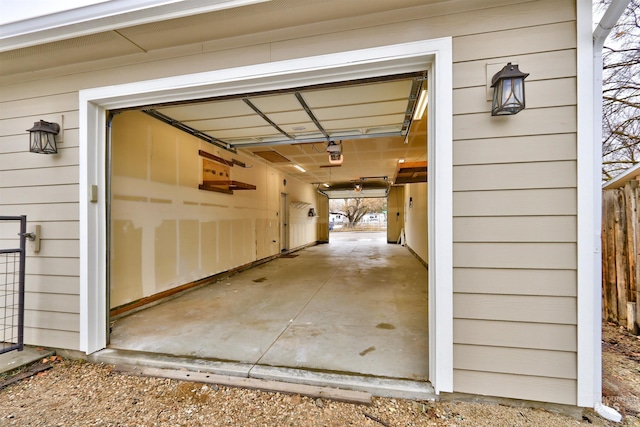 garage with a garage door opener