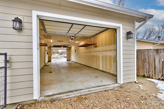 garage with a garage door opener