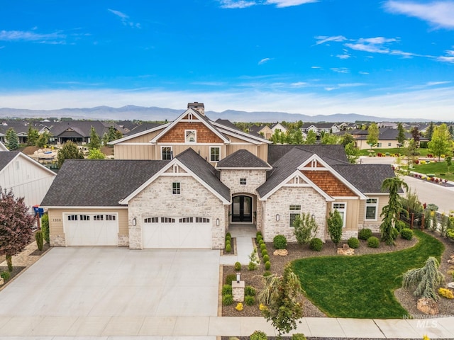 1358 N Morehouse Ave, Eagle, ID 83616 - view of front of house with stone siding and a mountain view