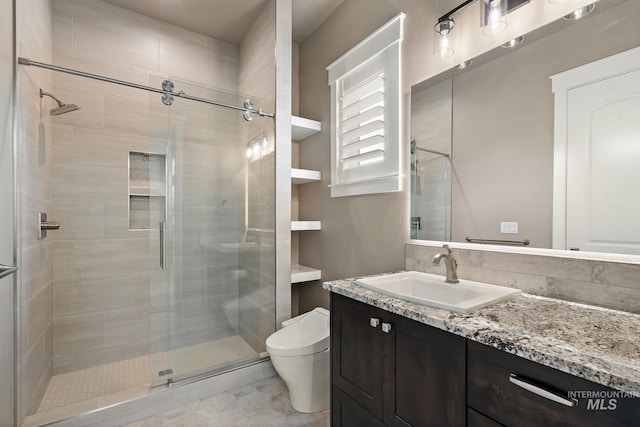 1358 N Morehouse Ave, Eagle, ID 83616 - full bathroom with a stall shower, toilet, and vanity