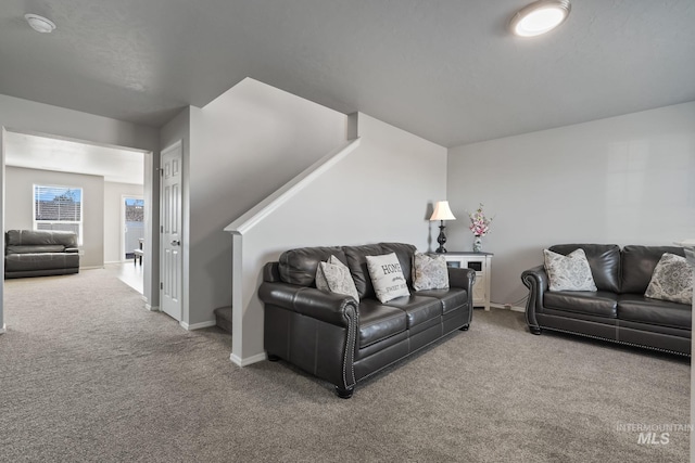 living room with carpet flooring