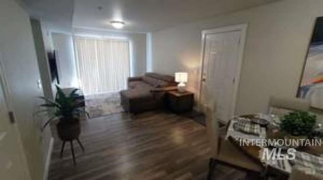 living room featuring dark hardwood / wood-style flooring