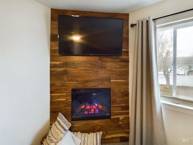 interior details featuring wood walls