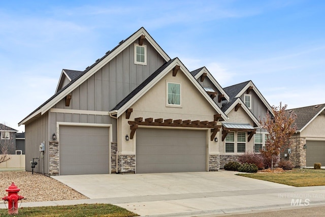 craftsman inspired home with a garage