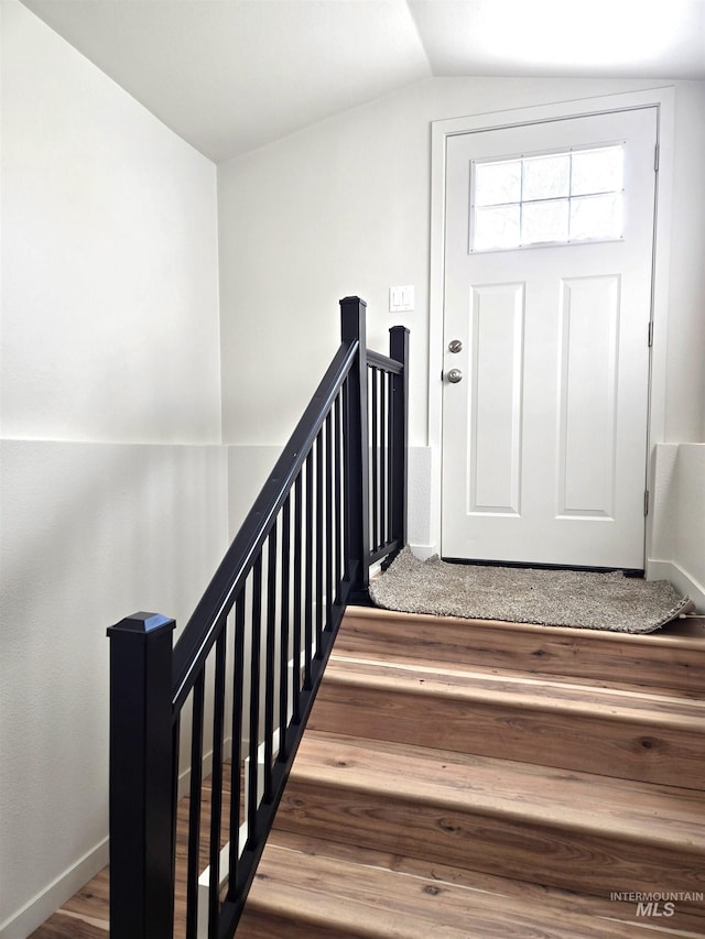 3004/3006 W Gerrard St, Boise, ID 83703 - stairs with wood finished floors and lofted ceiling