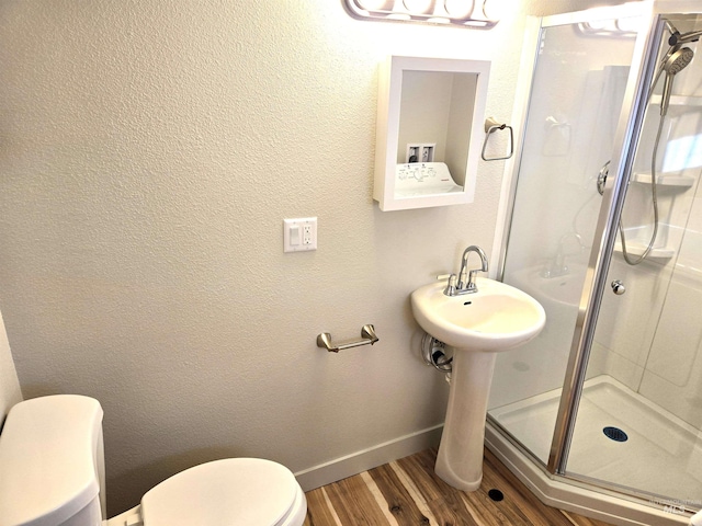 3004/3006 W Gerrard St, Boise, ID 83703 - full bathroom with a shower stall, wood finished floors, and a textured wall