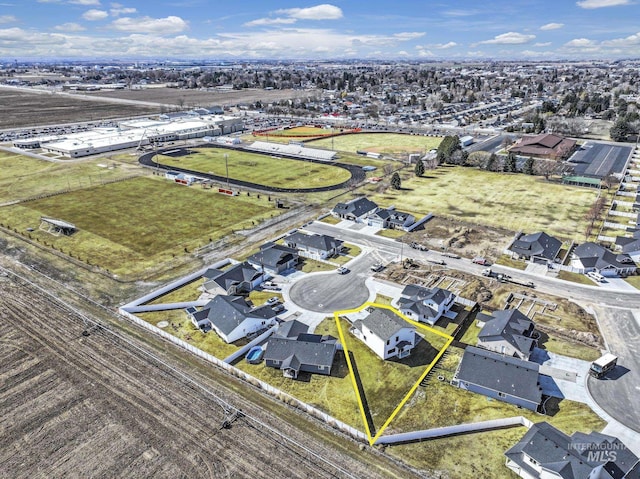 aerial view with a residential view