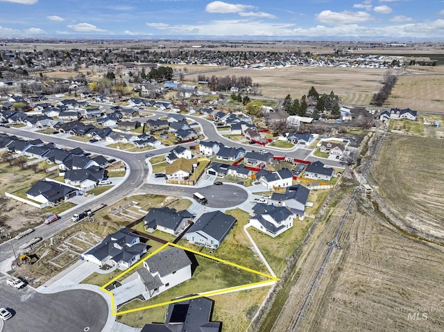 bird's eye view with a residential view