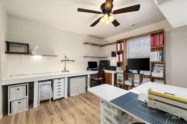 4590 E Stone Falls Dr, Nampa, ID 83686 - home office featuring light wood-type flooring and ceiling fan